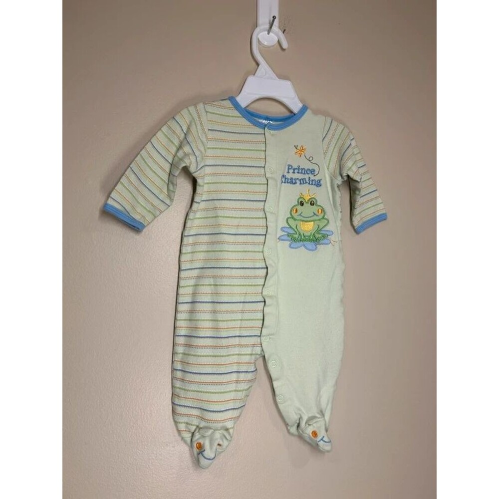 Nursery Rhyme 6M Baby Boy Striped Prince Charming Fog Footed Snap Pajamas
